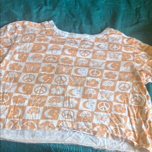 Juniors Orange Graphic Top